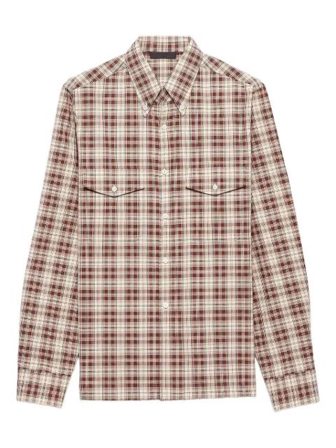 checked-pattern patch-pocket shirt by PRADA