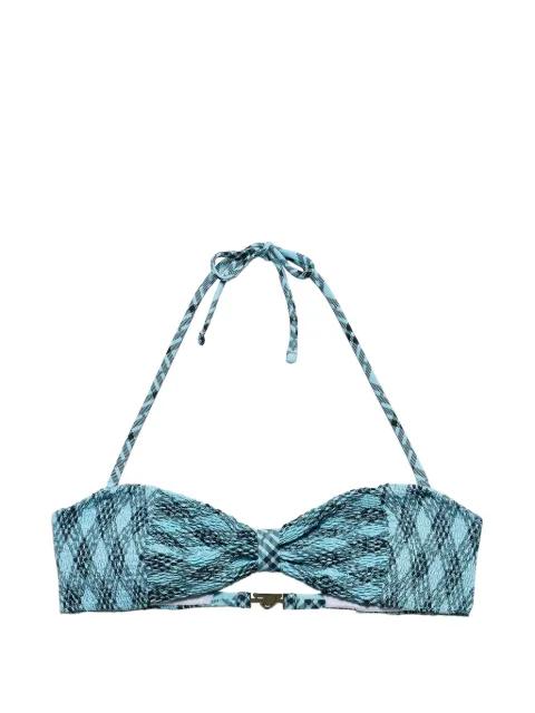 checked print jersey bikini top by PRADA