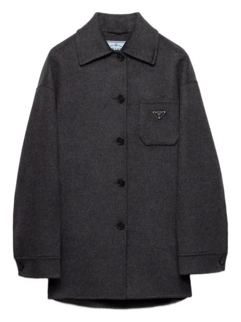 contrast-collar buttoned coat by PRADA
