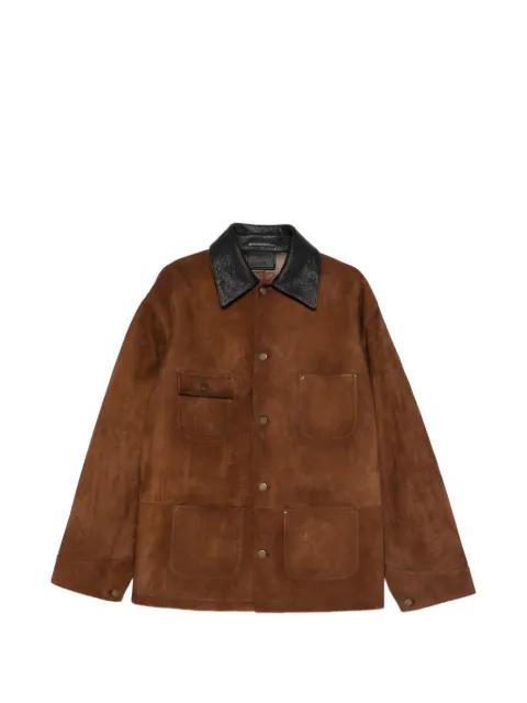 contrast-collar suede jacket by PRADA