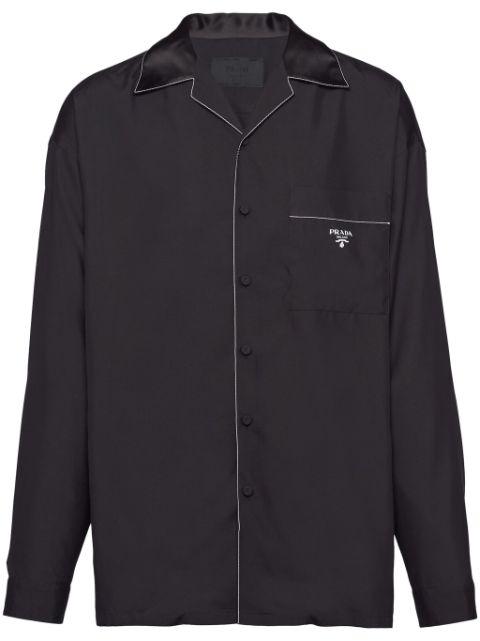 contrast-trim silk pajama shirt by PRADA