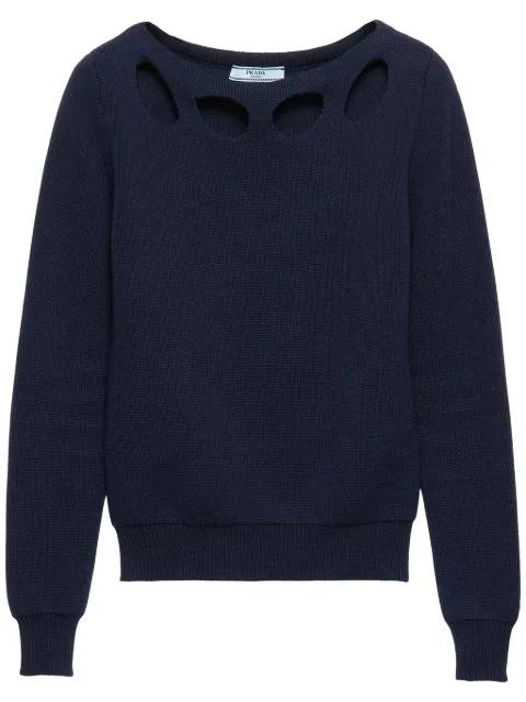 cotton boat-neck sweater by PRADA