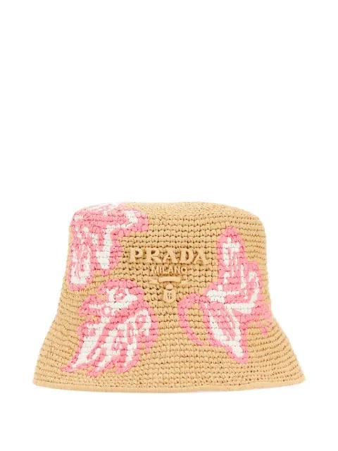 crochet floral-embroidery bucket hat by PRADA