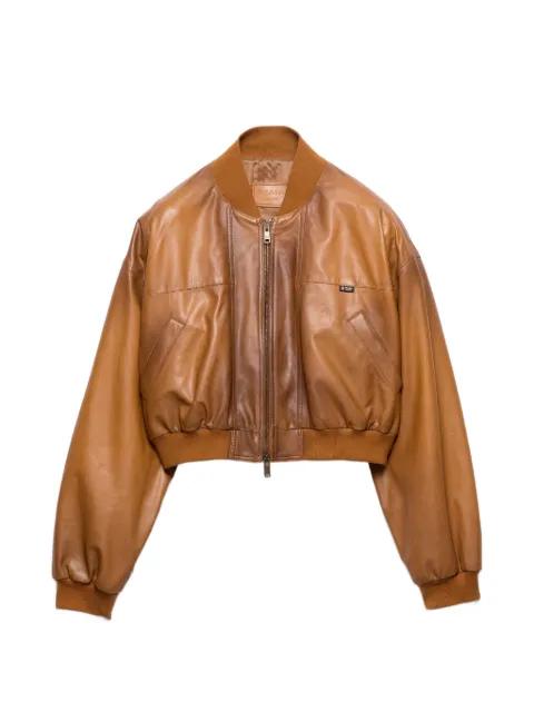 cropped nappa leather jacket by PRADA