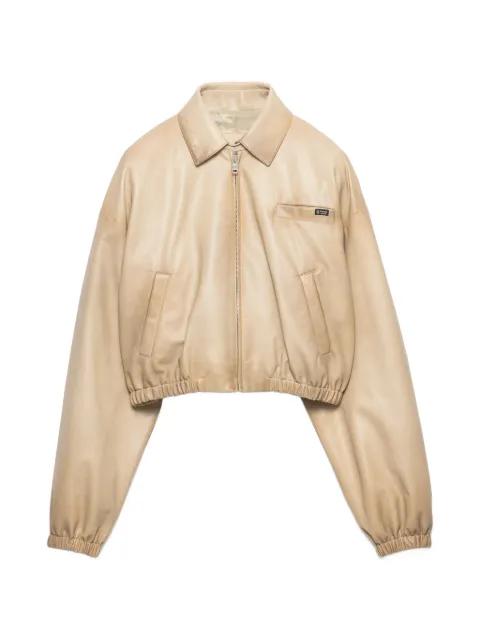cropped nappa leather jacket by PRADA