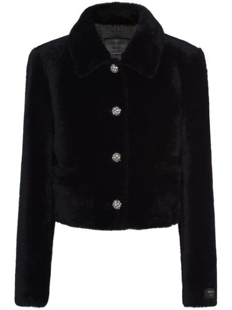 cropped shearling jacket by PRADA