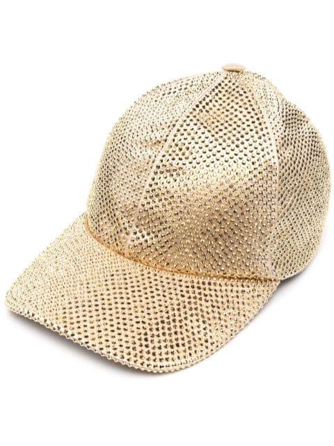 crystal-embellished satin baseball cap by PRADA
