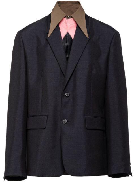 detachable-collar wool blazer by PRADA