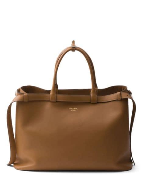 double-belt leather handbag by PRADA