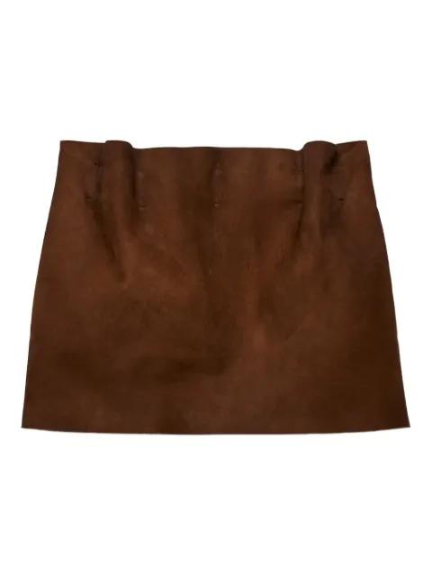 elasticated-waistband suede mini skirt by PRADA