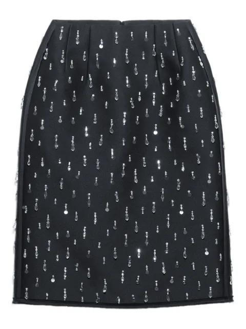 embellishment-details scuba midi skirt by PRADA