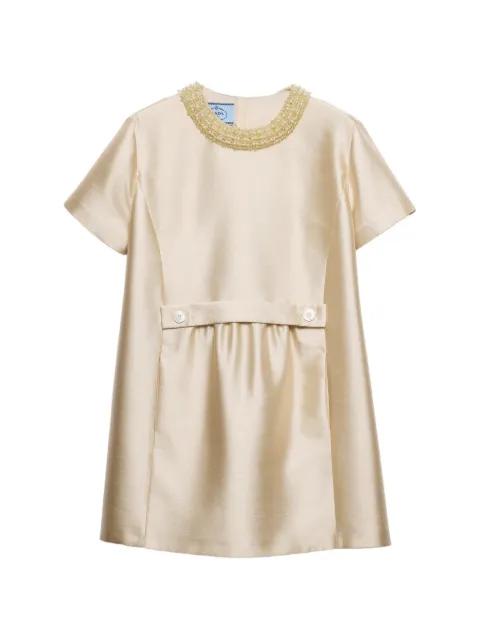 embroidered double shantung dress by PRADA