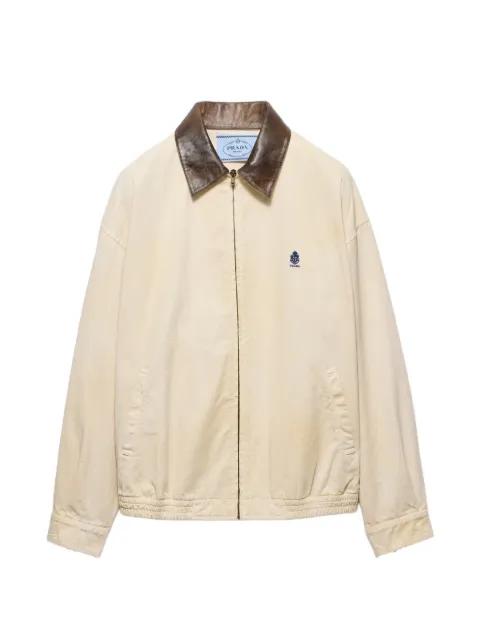 embroidered garment-dyed old gabardine blouson jacket by PRADA