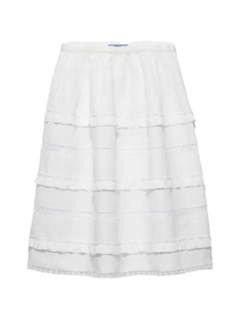 embroidered linen skirt by PRADA