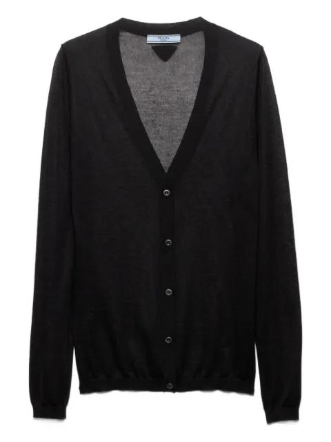 embroidered-logo cardigan by PRADA