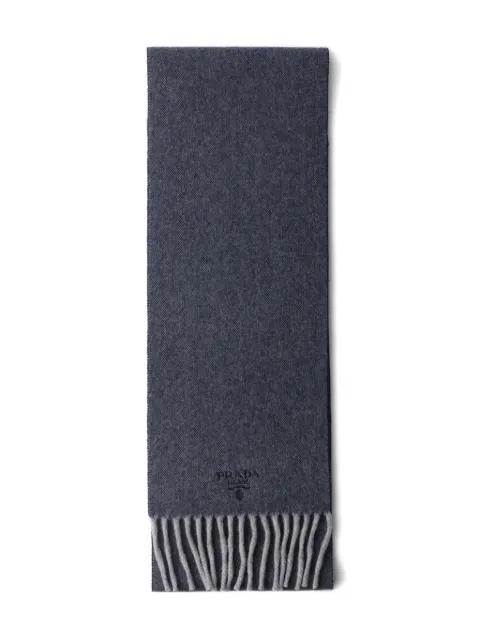 embroidered-logo fringed scarf by PRADA