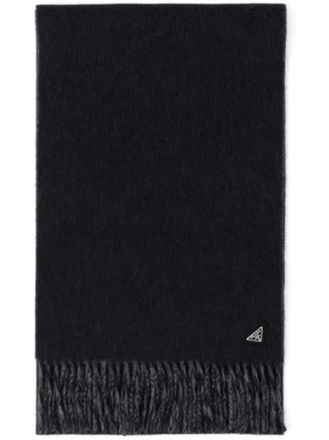 embroidered-logo fringed scarf by PRADA