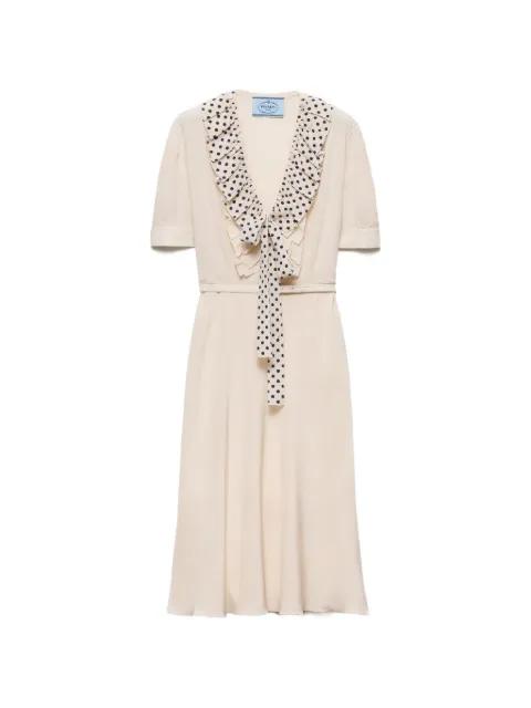 embroidered marocain dress by PRADA