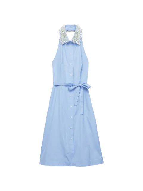 embroidered poplin shirt dress by PRADA