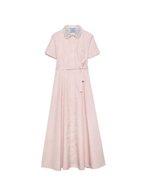 embroidered poplin shirt dress by PRADA