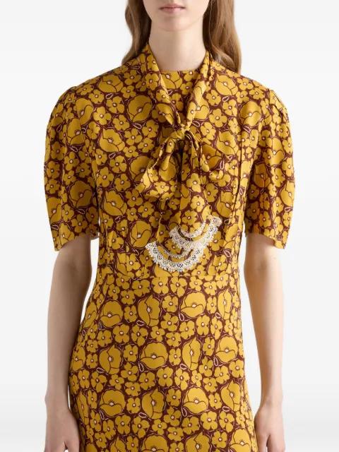 embroidered printed sable dress by PRADA