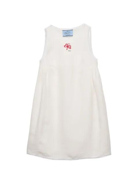 embroidered slubbed canvas mini-dress by PRADA