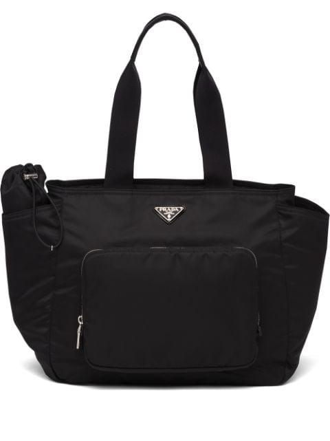 enamel logo plaque diaper bag by PRADA