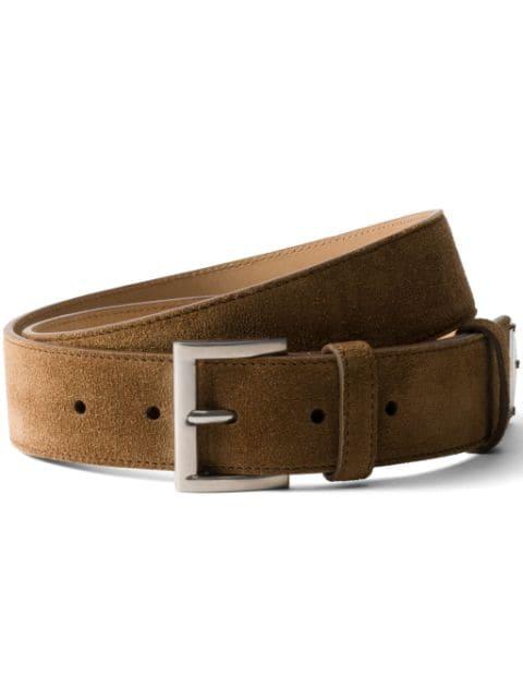 enamel-logo suede belt by PRADA