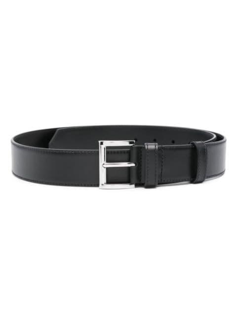 enamel-triangle-logo leather belt by PRADA