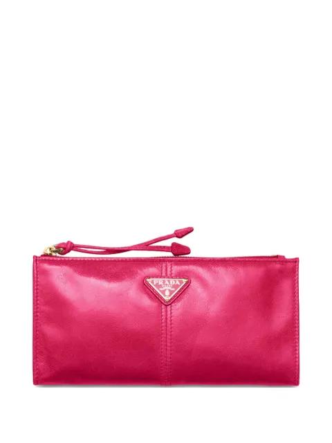 enamelled triangle leather wallet by PRADA