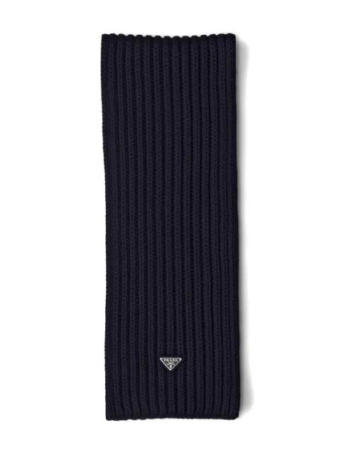 enamelled triangle rib knit scarf by PRADA