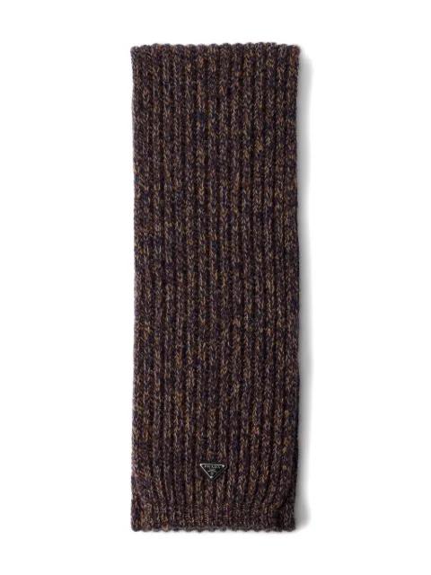 enamelled triangle rib knit scarf by PRADA