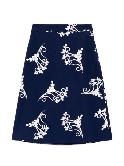 fan-print A-line skirt by PRADA 