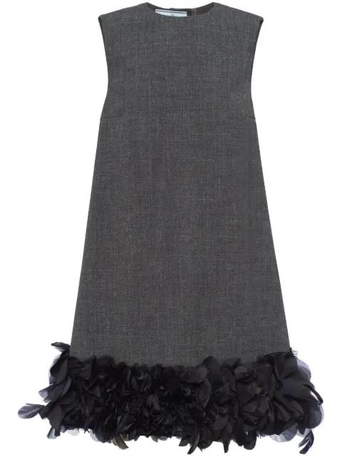 feather-detail mini dress by PRADA