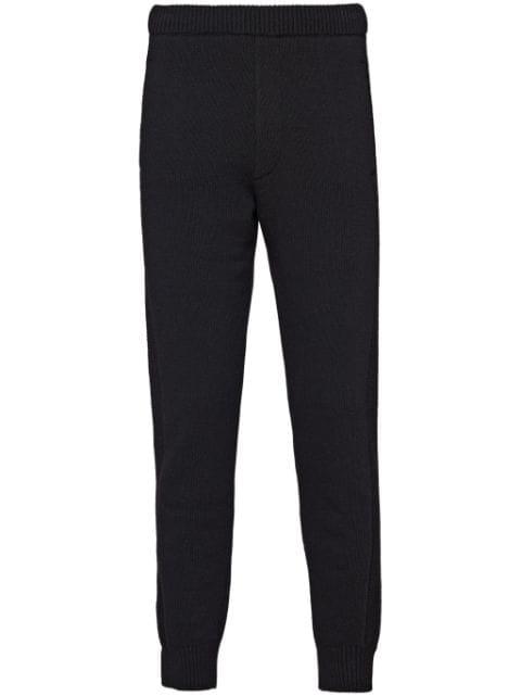 fine-knit cashmere track pants by PRADA