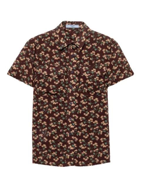 floral-pattern georgette patch-pocket shirt by PRADA