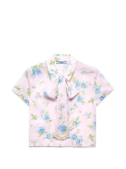 floral-print batiste shirt by PRADA