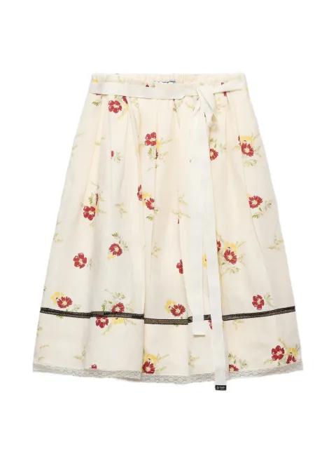 floral print linen skirt by PRADA