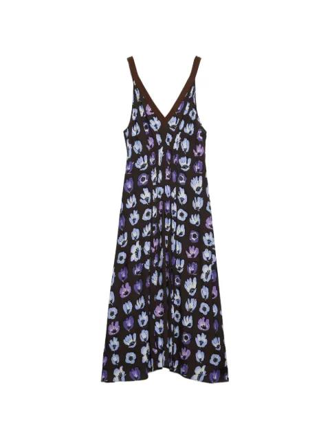 floral-print marocain dress by PRADA