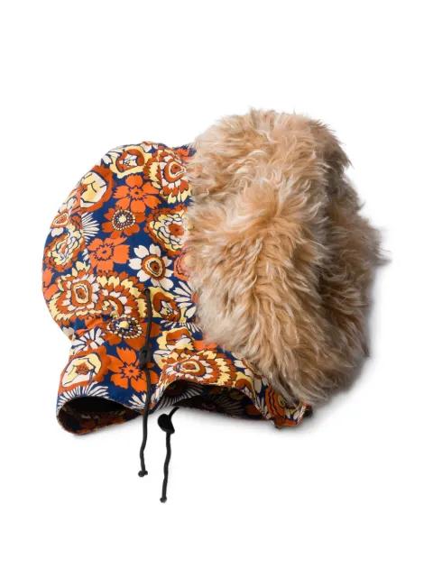 floral-print shearling hood by PRADA