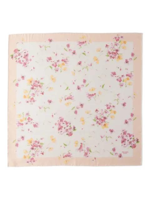 floral-print silk scarf by PRADA
