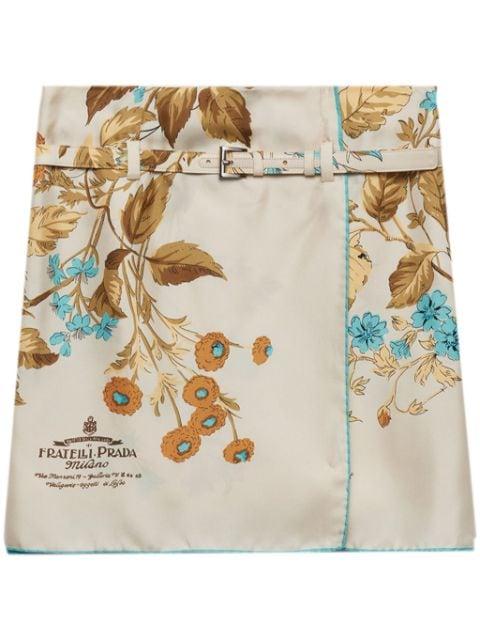 floral-print silk skirt by PRADA