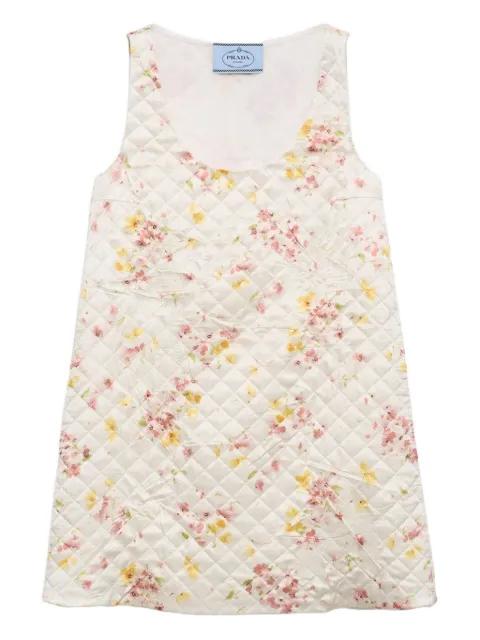 floral quilted satin mini dress by PRADA