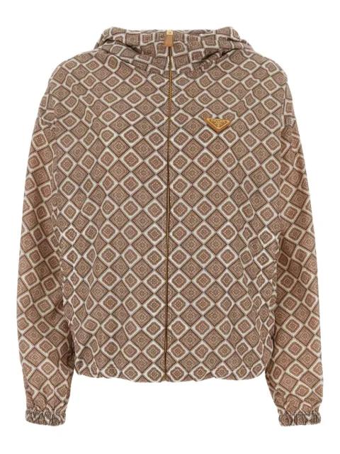 geometric-print hoodied jacket by PRADA