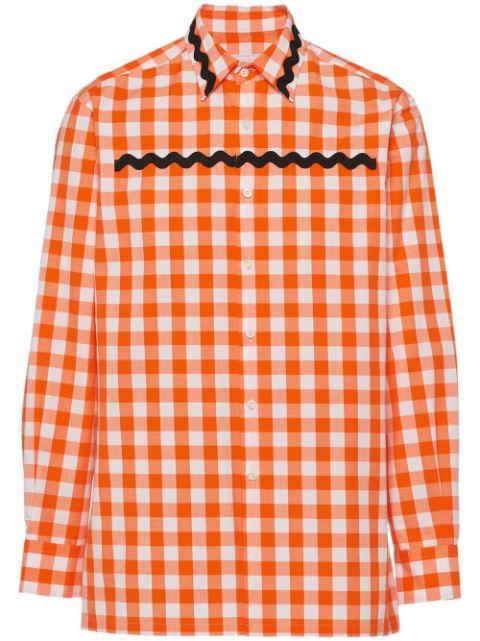 gingham-check cotton shirt by PRADA