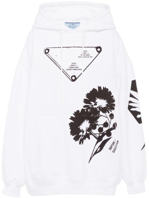 graphic-print drawstring hoodie by PRADA