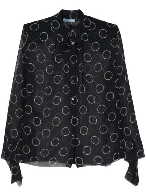 graphic-print semi-sheer shirt by PRADA