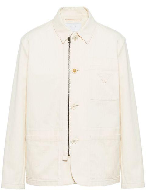 herringbone cotton shirt jacket by PRADA