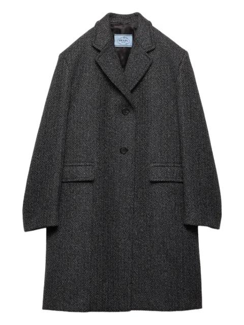 herringbone notched-lapel coat by PRADA