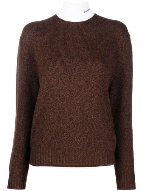 high-neck wool-cashmere jumper by PRADA